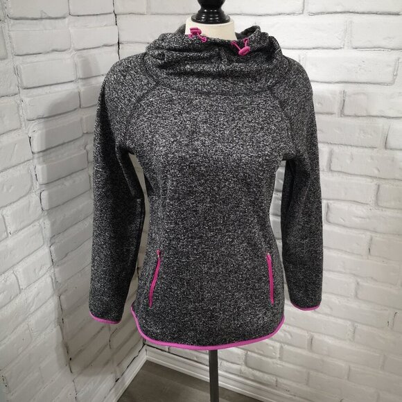 Hyba Ladies Size Medium Black & Grey w/ Pink Accents Fleece Lined Scuba Hoodie - Picture 1 of 10